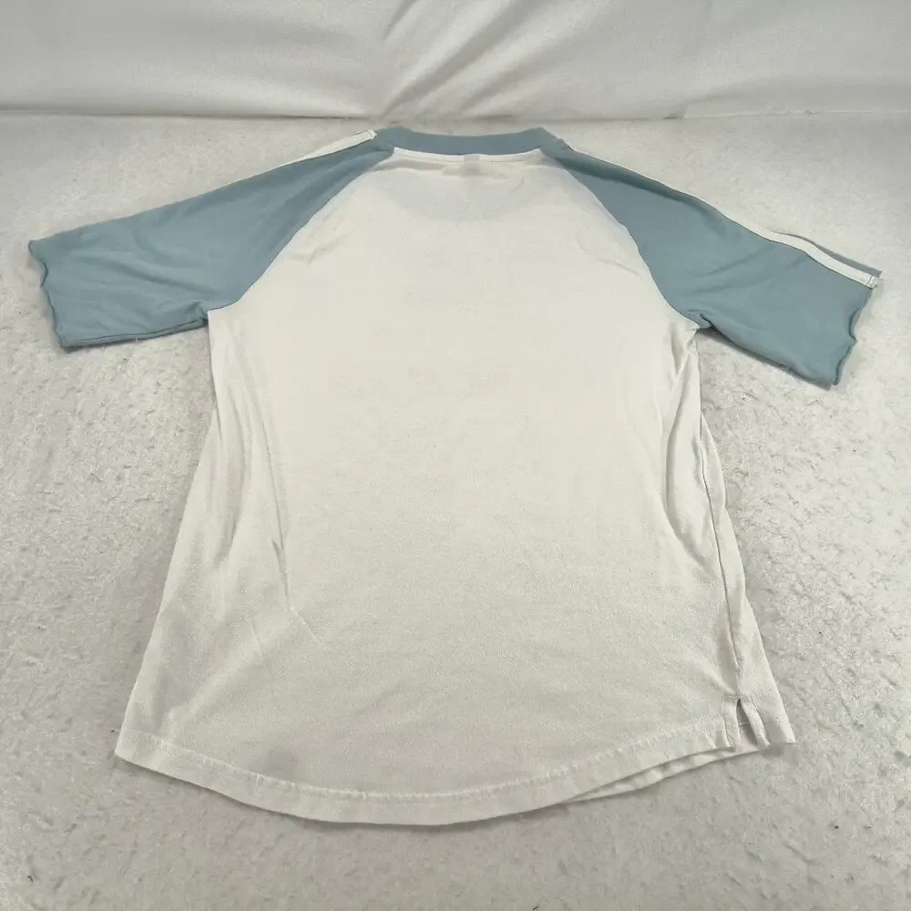 Adidas Graphic Short Sleeve Crew Neck T Shirt Womens Size Medium M White Blue - Picture 9 of 9